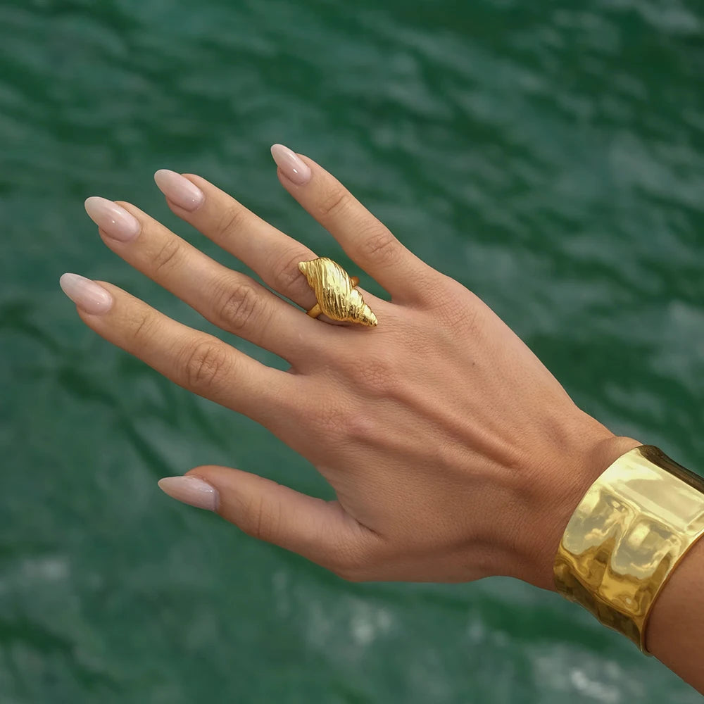 Geometric Wide Stainless Steel Ring