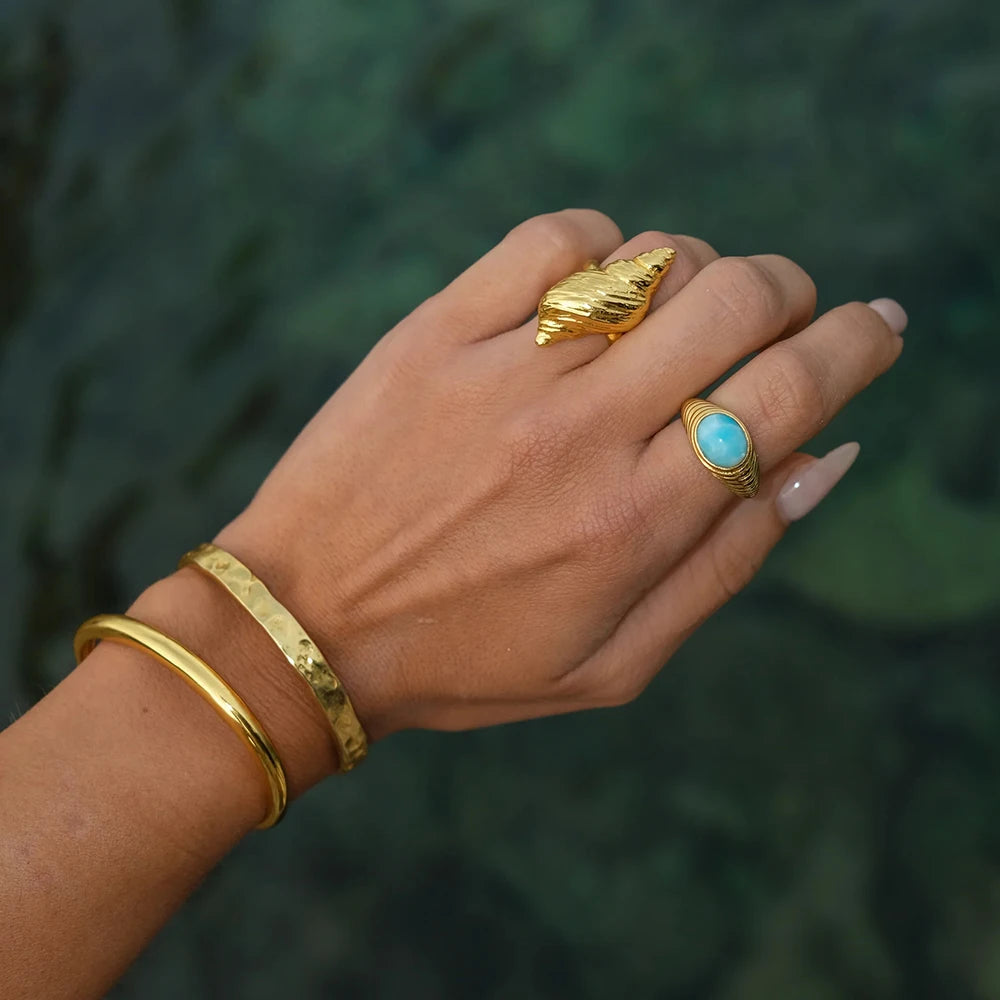 Geometric Wide Stainless Steel Ring